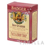 Badger Rose Geranium Face & Body Soap