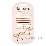 Kitsch Metal Enamel Bow & Bobby Pins Set